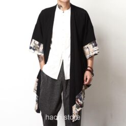Abstract Brown Patterned Long Kimono Cardigan 2