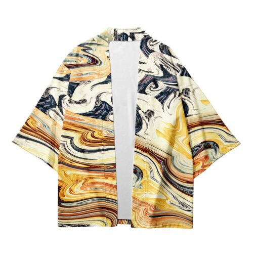 Abstract Yellow Kimono Shirt 1