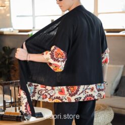 Floral Abstract Patterned Long Kimono Cardigan 3