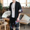 Abstract Square Patterned Long Kimono Cardigan 1