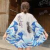White The Great Wave and Jumping Carp Haori Kimono 6