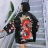 Fiery Floral Dragon Cozy Haori Kimono 7