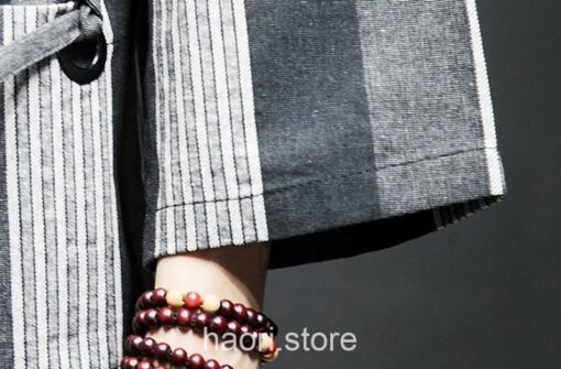 Dark Color Striped Streetwear Noragi 11
