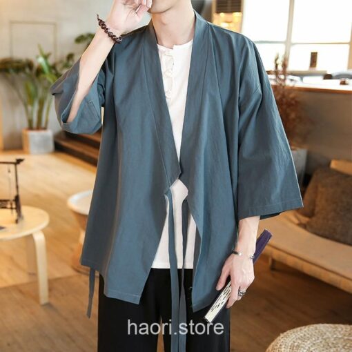 Dark Green Traditional Haori Style Kimono Haori