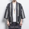 Black Stripe Streetwear Cardigan Style Noragi 3