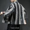 Dark Color Striped Streetwear Noragi 9