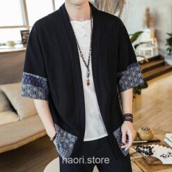 Black Traditional Pattern Streetwear Noragi 1