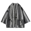 Black Stripe Streetwear Cardigan Style Noragi 5
