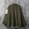 Army Green Corduroy Patchwork Cardigan Streetwear Noragi 2